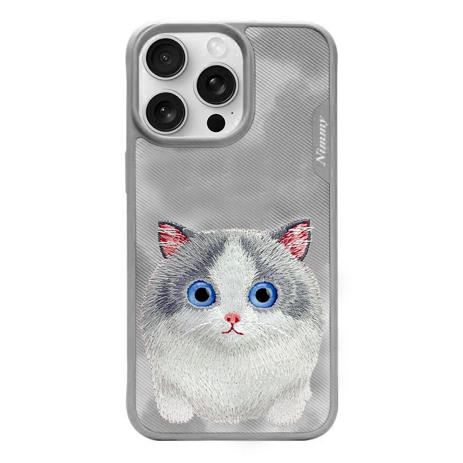 NIMMY 3D Embroidered Cat Kabartmalı Eye Detail Big Eyes Silicone Case for iPhone 15 · 1