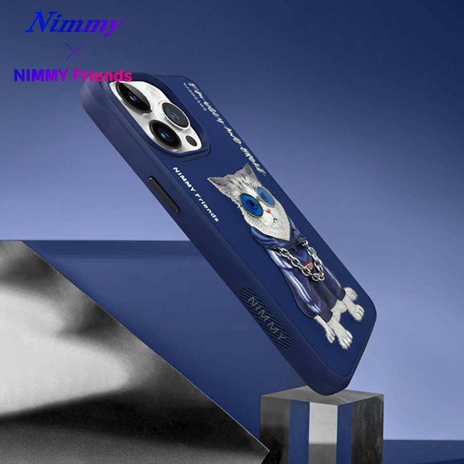 NIMMY iPhone 15 Pro · 3D Embroidered Zincir and Glasses Detail Beyaz Cat Design Silicone Case · 5