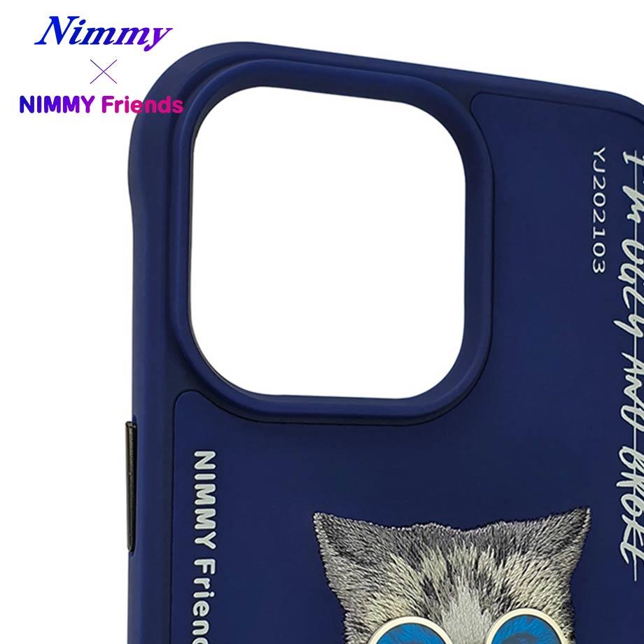 NIMMY iPhone 15 Pro · 3D Embroidered Zincir and Glasses Detail Beyaz Cat Design Silicone Case · 2