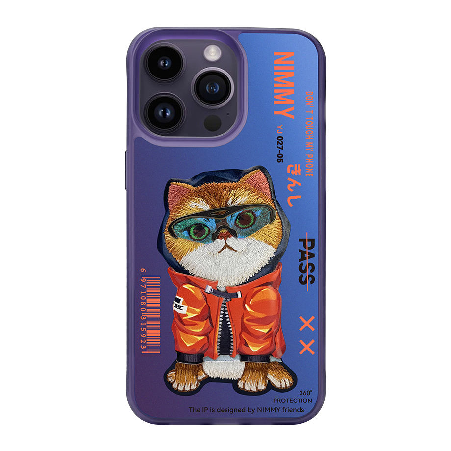 NIMMY · 3D Embroidered Gözlüklü Cat Design Silicone Case for iPhone 15 Pro · 1