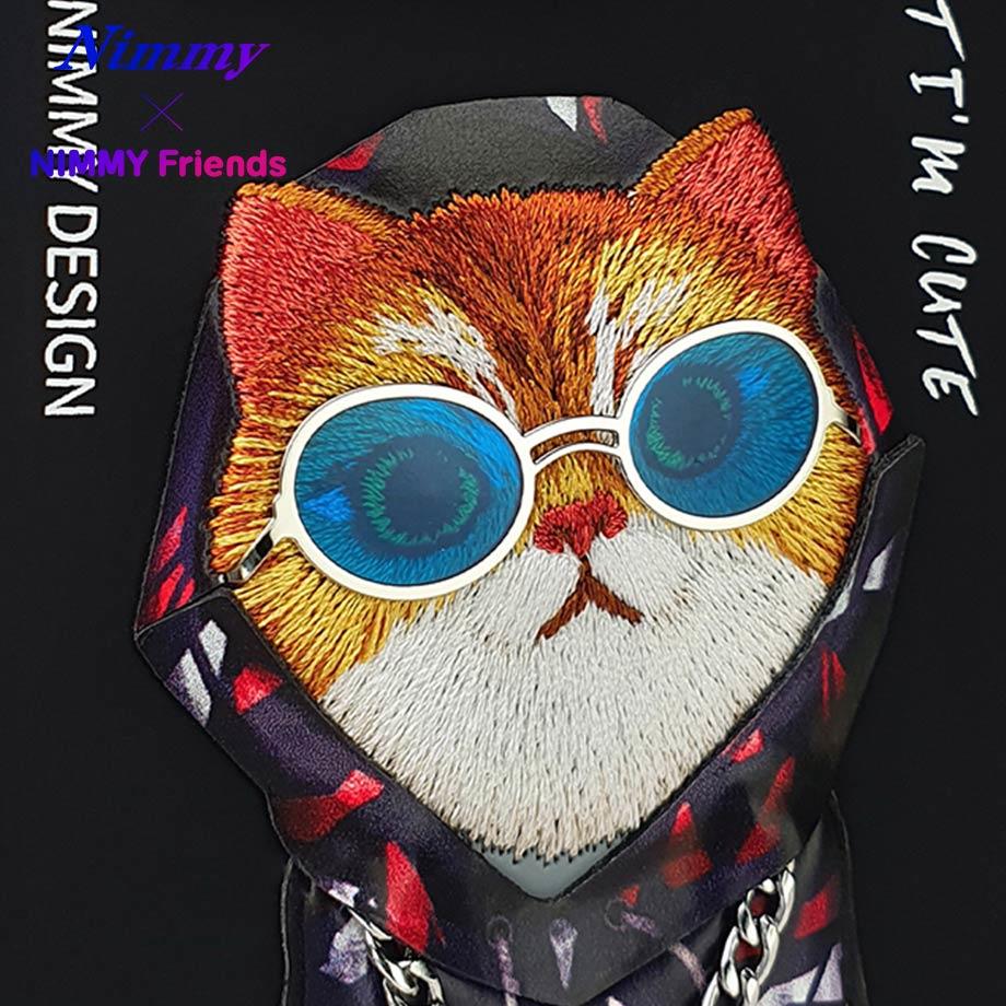 NIMMY · 3D Embroidered Zincir and Glasses Detail Cat Design Silicone Case for iPhone 15 Pro · 5