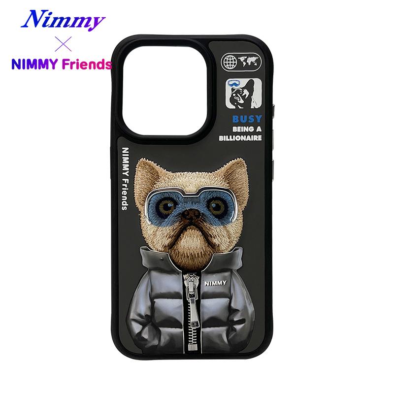 NIMMY iPhone 15 Pro · 3D Embroidered Gözlük and Zipper Detail Dog Design Silicone Case 2.0 · 3