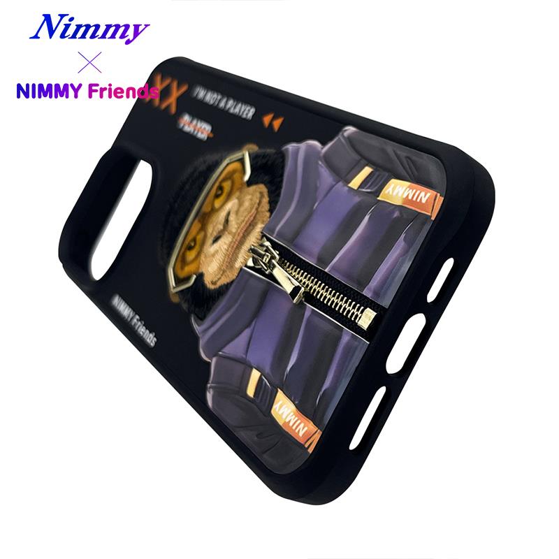 NIMMY iPhone 15 Pro · 3D Embroidered Gözlük and Zipper Detail Gorilla Patterned Silicone Case 2.0 · 5