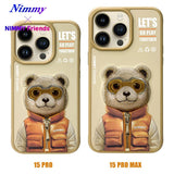 NIMMY iPhone 15 Pro · 3D Embroidered Gözlük and Zipper Detail Ayıcık Patterned Silicone Case 2.0 · 5