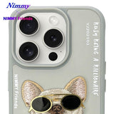 NIMMY 3D Embroidered Kabartma Dog Zincir Gözlük Detay Cool Glasses Silicone Case for iPhone 15 Pro · 5