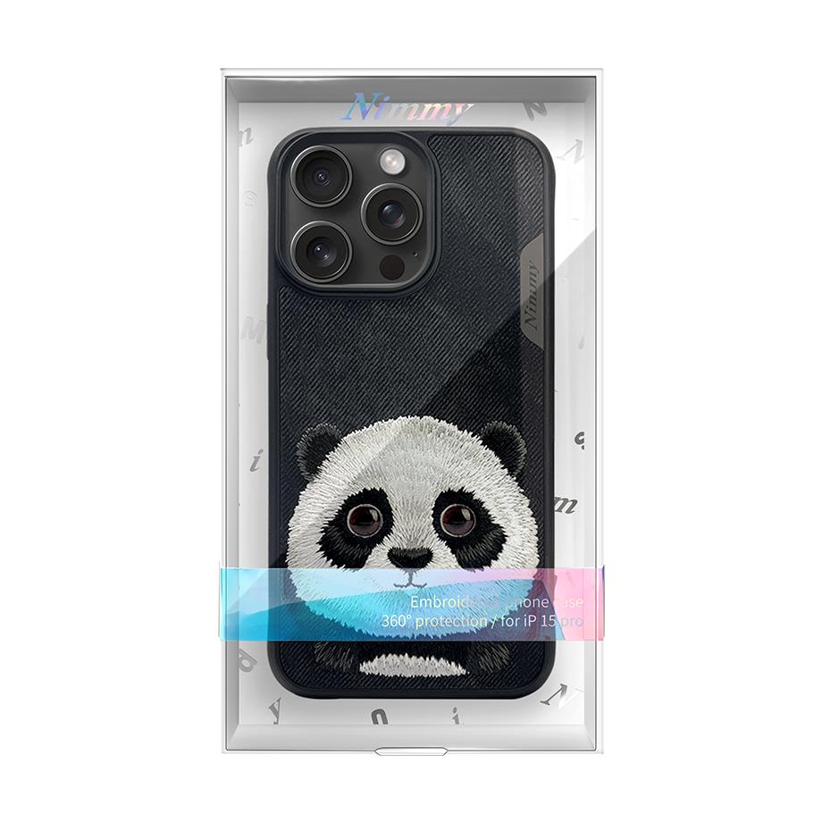 NIMMY · 3D Embroidered Eye Detail Panda Design Silicone Case for iPhone 15 Pro · 8