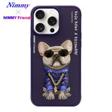 NIMMY 3D Embroidered Kabartma Dog Zincir Gözlük Detay Cool Glasses Silicone Case for iPhone 15 Pro · 1