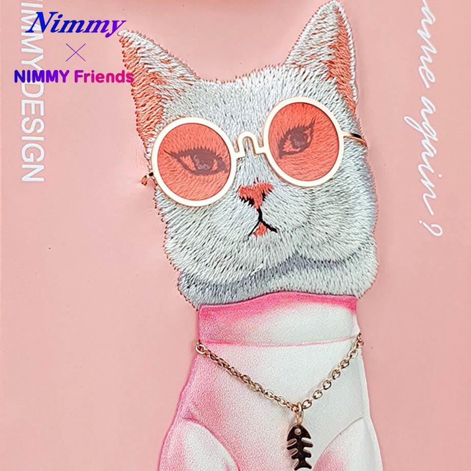 NIMMY · 3D Embroidered Zincir and Glasses Detail Beyaz Cat Design Silicone Case for iPhone 15 Pro · 6