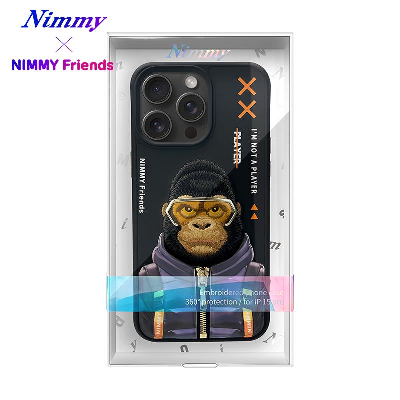 NIMMY iPhone 15 Pro · 3D Embroidered Gözlük and Zipper Detail Gorilla Patterned Silicone Case 2.0 · 4