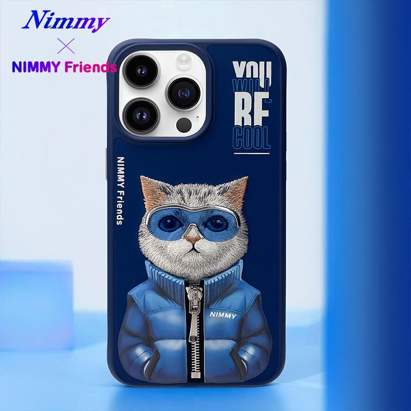 NIMMY iPhone 15 Pro · 3D Embroidered Gözlük and Zipper Detail Cat Design Silicone Case 2.0 · 5