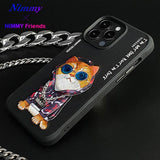 NIMMY · 3D Embroidered Zincir and Glasses Detail Cat Design Silicone Case for iPhone 15 Pro · 2