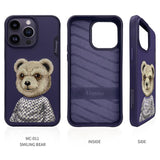 NIMMY 3D Embroidery işlemeli Fashion Pet Ayıcıklı Silicone Case, Camera Protection for iPhone 15 Pro · 3