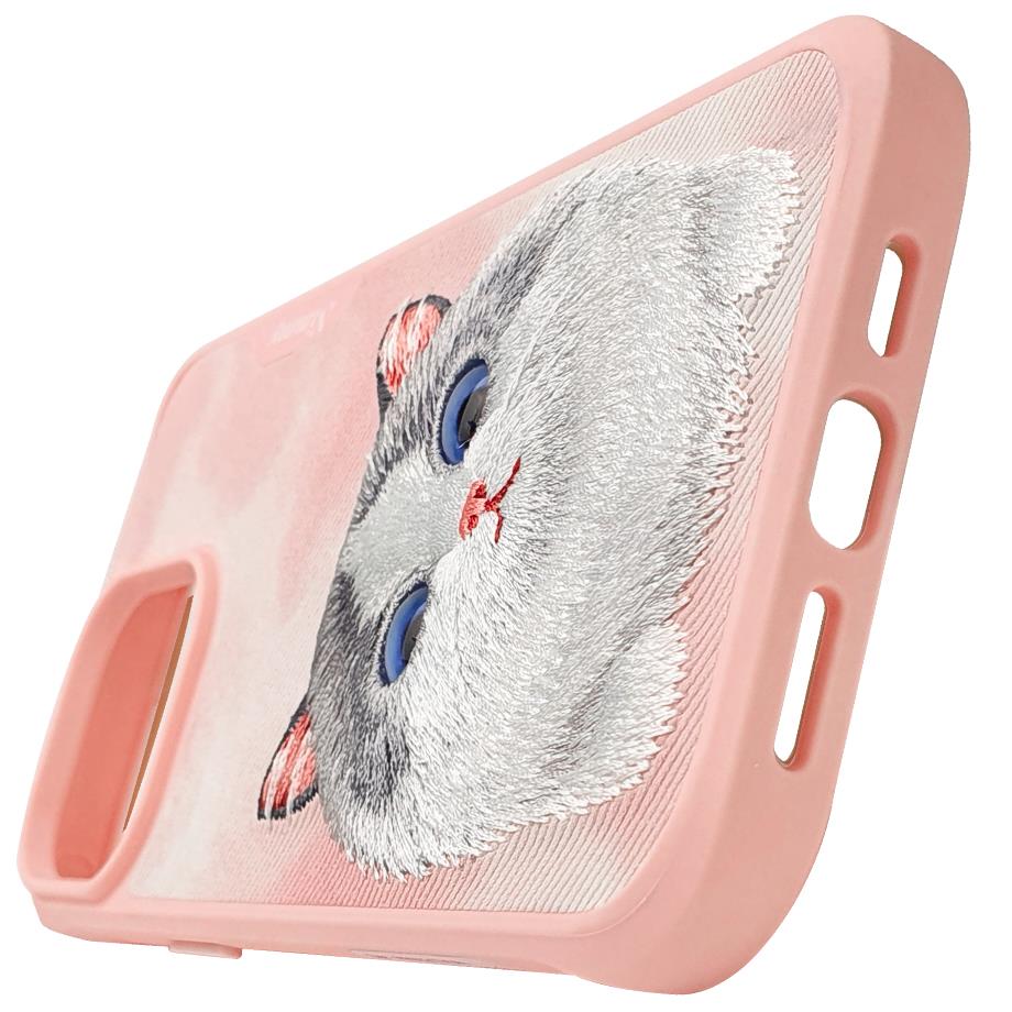 NIMMY 3D Embroidered Cat Kabartmalı Eye Detail Big Eyes Silicone Case for iPhone 15 Pro · 7