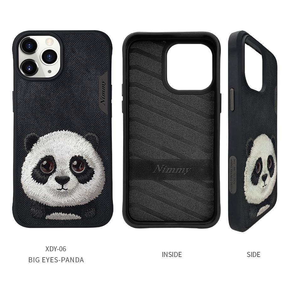 NIMMY · 3D Embroidered Eye Detail Panda Design Silicone Case for iPhone 15 Pro · 2