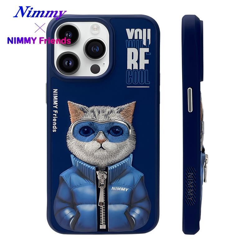 NIMMY iPhone 15 Pro · 3D Embroidered Gözlük and Zipper Detail Cat Design Silicone Case 2.0 · 4