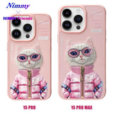 NIMMY iPhone 15 Pro Max · 3D Embroidered Gözlük and Zipper Detail Catcik Patterned Silicone Case 2.0 · 3