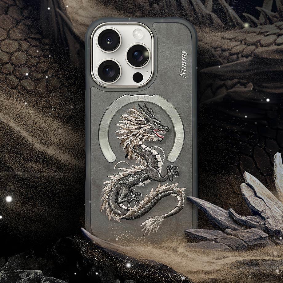 NIMMY · MagSafe-Compatible 3D Embroidered Golden Dragon Case for iPhone 15 Pro Max · 7