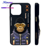 NIMMY iPhone 15 Pro Max · 3D Embroidered Gözlük and Zipper Detail Gorilla Patterned Silicone Case 2.0 · 5