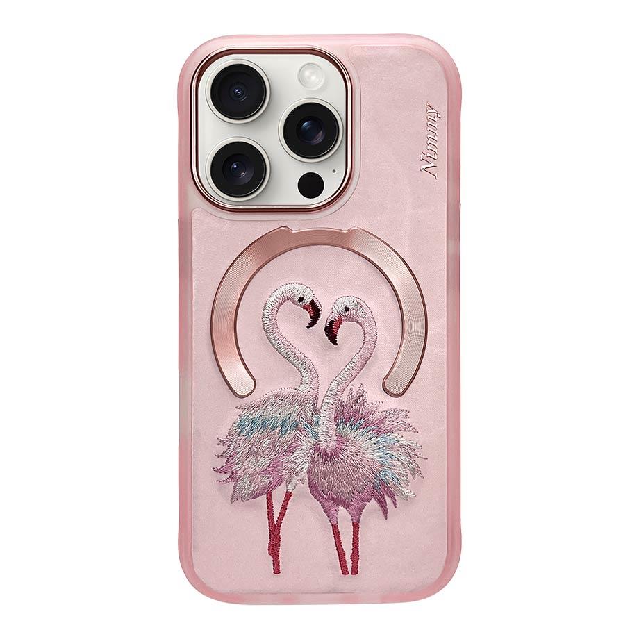 NIMMY · MagSafe-Compatible 3D Embroidered Flamingo Case for iPhone 15 Pro Max · 1