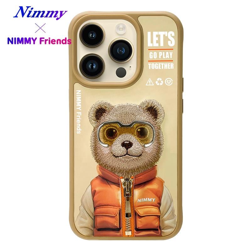 NIMMY iPhone 15 Pro Max · 3D Embroidered Gözlük and Zipper Detail Ayıcık Patterned Silicone Case 2.0 · 1