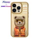 NIMMY iPhone 15 Pro Max · 3D Embroidered Gözlük and Zipper Detail Ayıcık Patterned Silicone Case 2.0 · 1