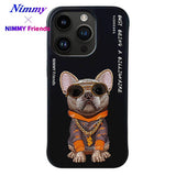 NIMMY 3D Case Embroidery İşleme Kabartmalı Dog Zincir Glasses Detail Silicone for iPhone 15 Pro Max · 1