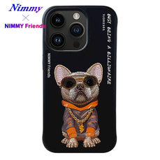 NIMMY 3D Case Embroidery İşleme Kabartmalı Dog Zincir Glasses Detail Silicone for iPhone 15 Pro Max · 1