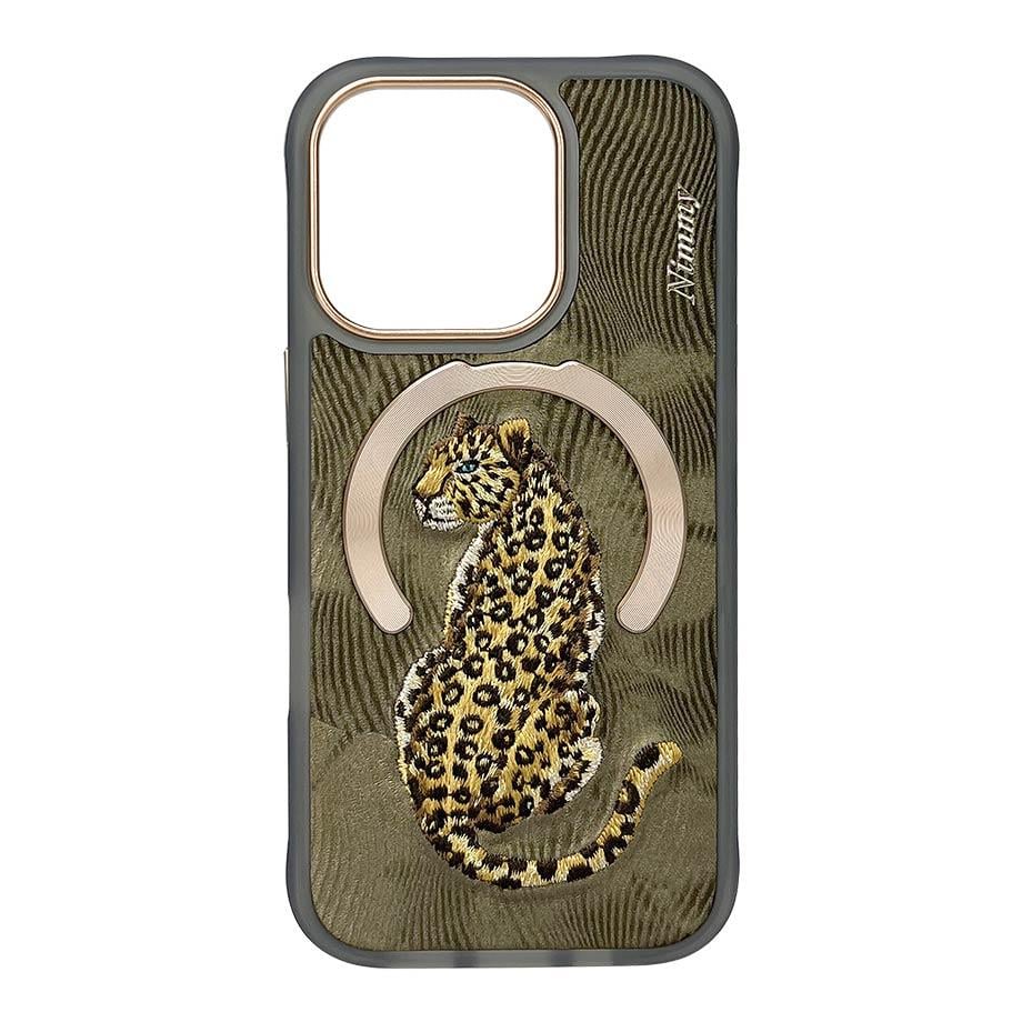 NIMMY · MagSafe-Compatible 3D Embroidered Leopard Case for iPhone 15 Pro Max · 2