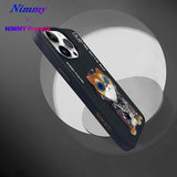 NIMMY · 3D Gözlük and Zincir Aksesuarlı Embroidered Mor Dog Case for iPhone 15 Pro Max · 3
