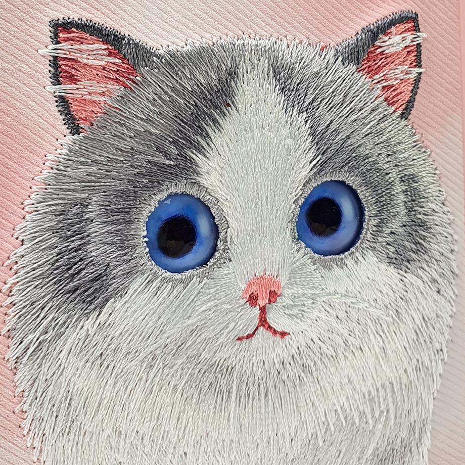 NIMMY 3D Embroidered Cat Kabartmalı Eye Detail Big Eyes Silicone Case for iPhone 15 Pro Max · 9