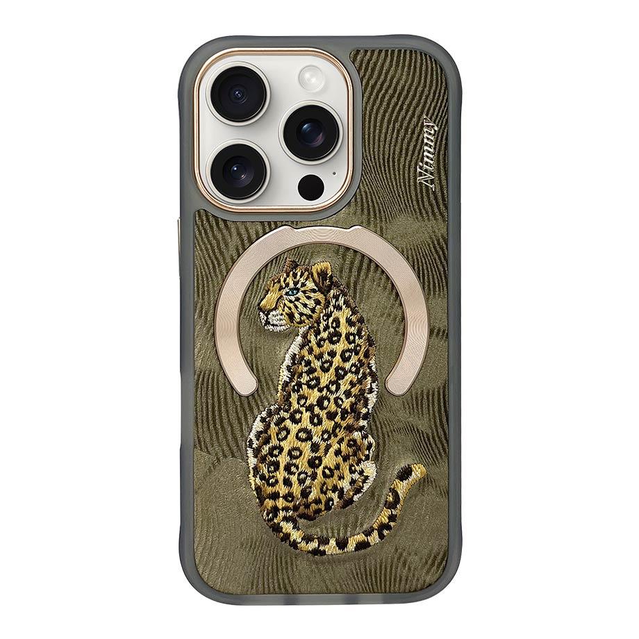 NIMMY · MagSafe-Compatible 3D Embroidered Leopard Case for iPhone 15 Pro Max · 1