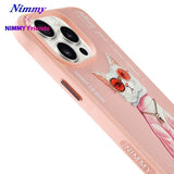NIMMY · 3D Embroidered Zincir and Glasses Detail Beyaz Cat Silicone Case for iPhone 15 Pro Max · 5