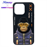 NIMMY iPhone 15 Pro Max · 3D Embroidered Gözlük and Zipper Detail Gorilla Patterned Silicone Case 2.0 · 1