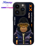 NIMMY iPhone 15 Pro Max · 3D Embroidered Gözlük and Zipper Detail Gorilla Patterned Silicone Case 2.0 · 2