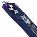 NIMMY 3D Gözlük Zincir Handsome Cat Embroidered Kabartmalı Cool Glasses Case for iPhone 15 Pro Max · 4