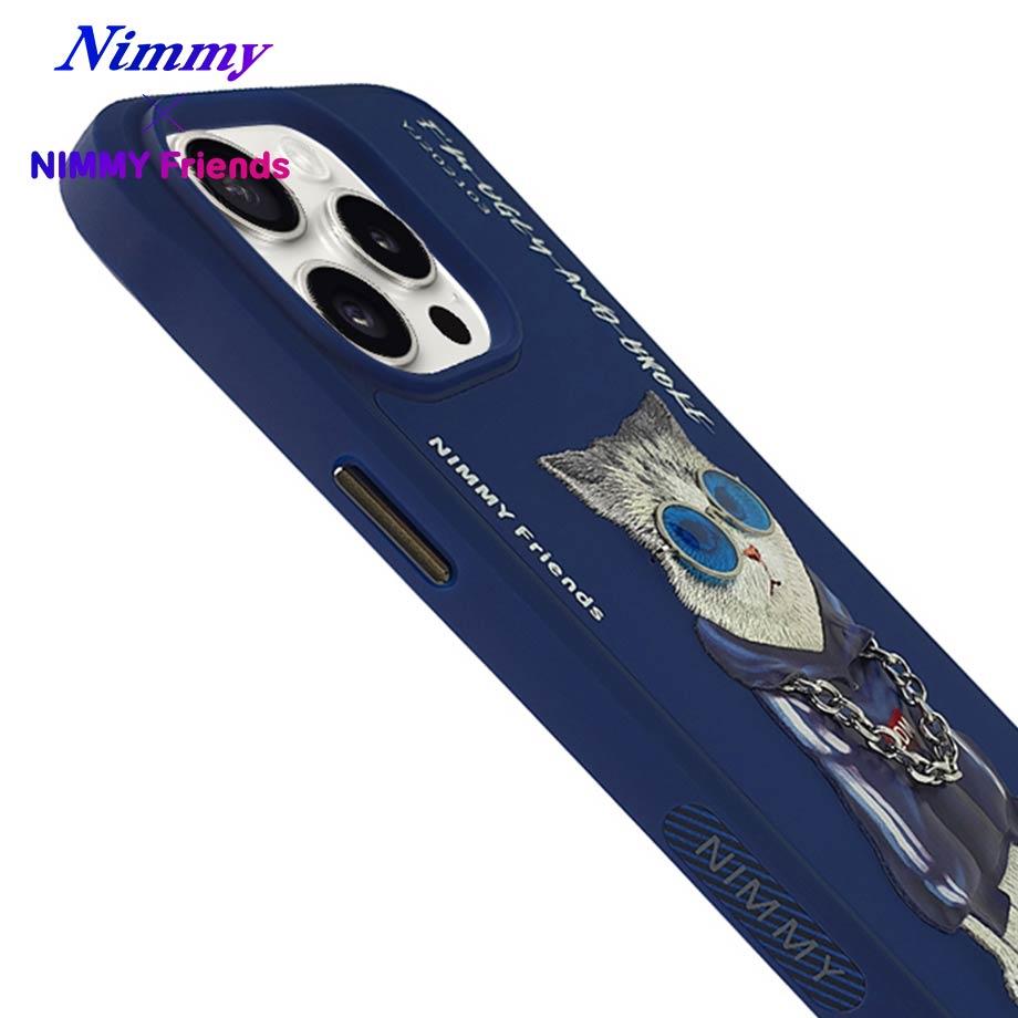 NIMMY 3D Gözlük Zincir Handsome Cat Embroidered Kabartmalı Cool Glasses Case for iPhone 15 Pro Max · 4