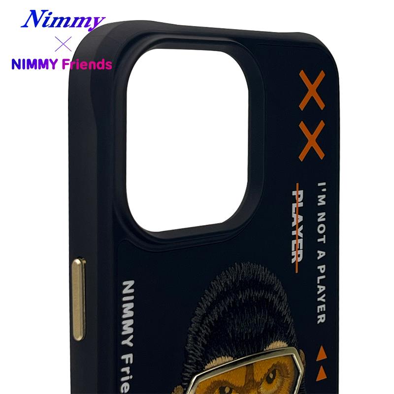 NIMMY iPhone 15 Pro Max · 3D Embroidered Gözlük and Zipper Detail Gorilla Patterned Silicone Case 2.0 · 3