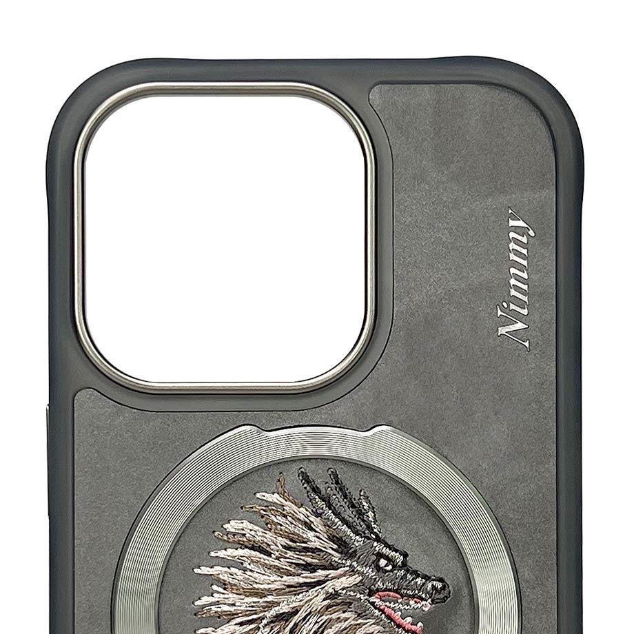NIMMY · MagSafe-Compatible 3D Embroidered Golden Dragon Case for iPhone 15 Pro Max · 3