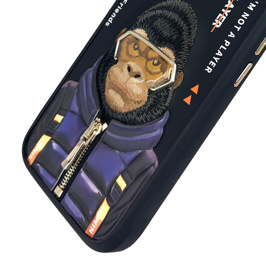 NIMMY · Embroidered Kabartmalı Gözlük and Fermuar Gorilla Patterned Case 2.0 for iPhone 16 · 6
