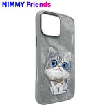 NIMMY · 3D Embroidered New Big Eyes Cat Design Silicone Case for iPhone 16 · 2