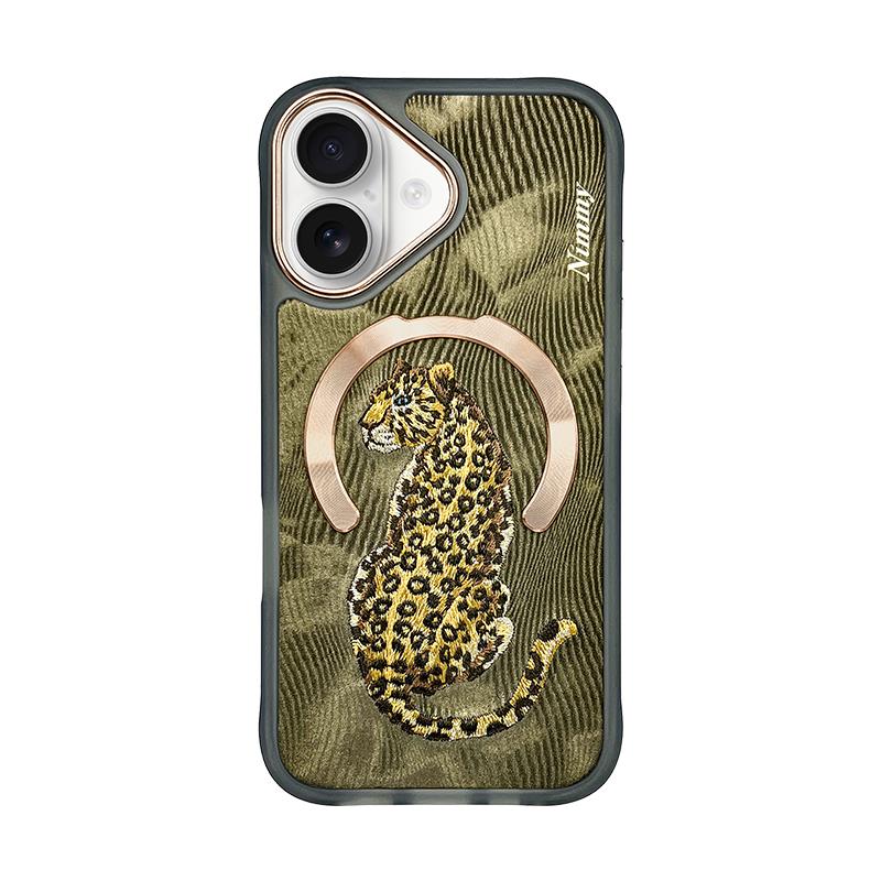 NIMMY · MagSafe-Compatible 3D Embroidered Leopard Case for iPhone 16 · 1