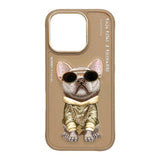 NIMMY 3D Embroidered Gözlük Zincir Aksesuarlı Little Hipster Man Dog Case for iPhone 16 · 1