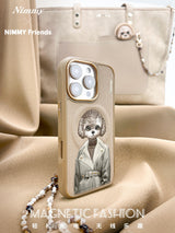NIMMY · MagSafe-Compatible 3D Embroidered Magnetic Fashion Kahve Catli Silicone Case for iPhone 16 · 3