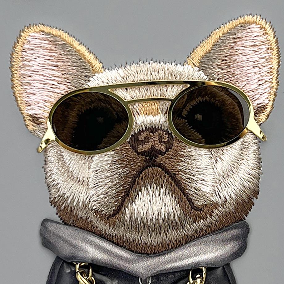 NIMMY 3D Embroidered Gözlük Zincir Aksesuarlı Little Hipster Man Dog Case for iPhone 16 · 7