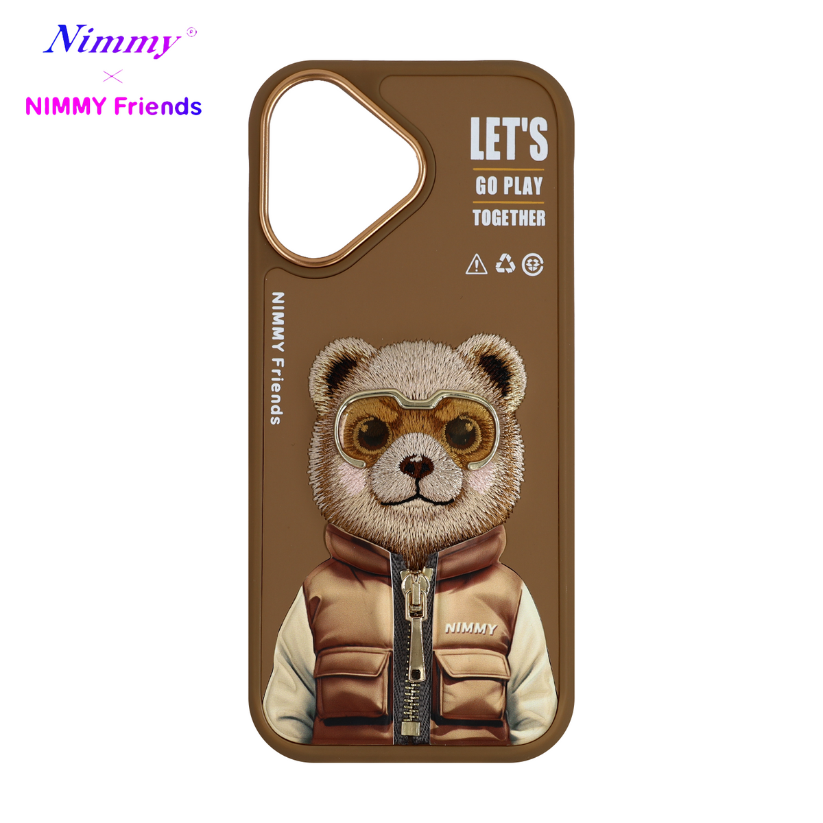 NIMMY · 3D Embroidered and Kabartmalı Gözlük Zipper Detail Cool Cute Ayıcık Case 2.0 for iPhone 16 · 1