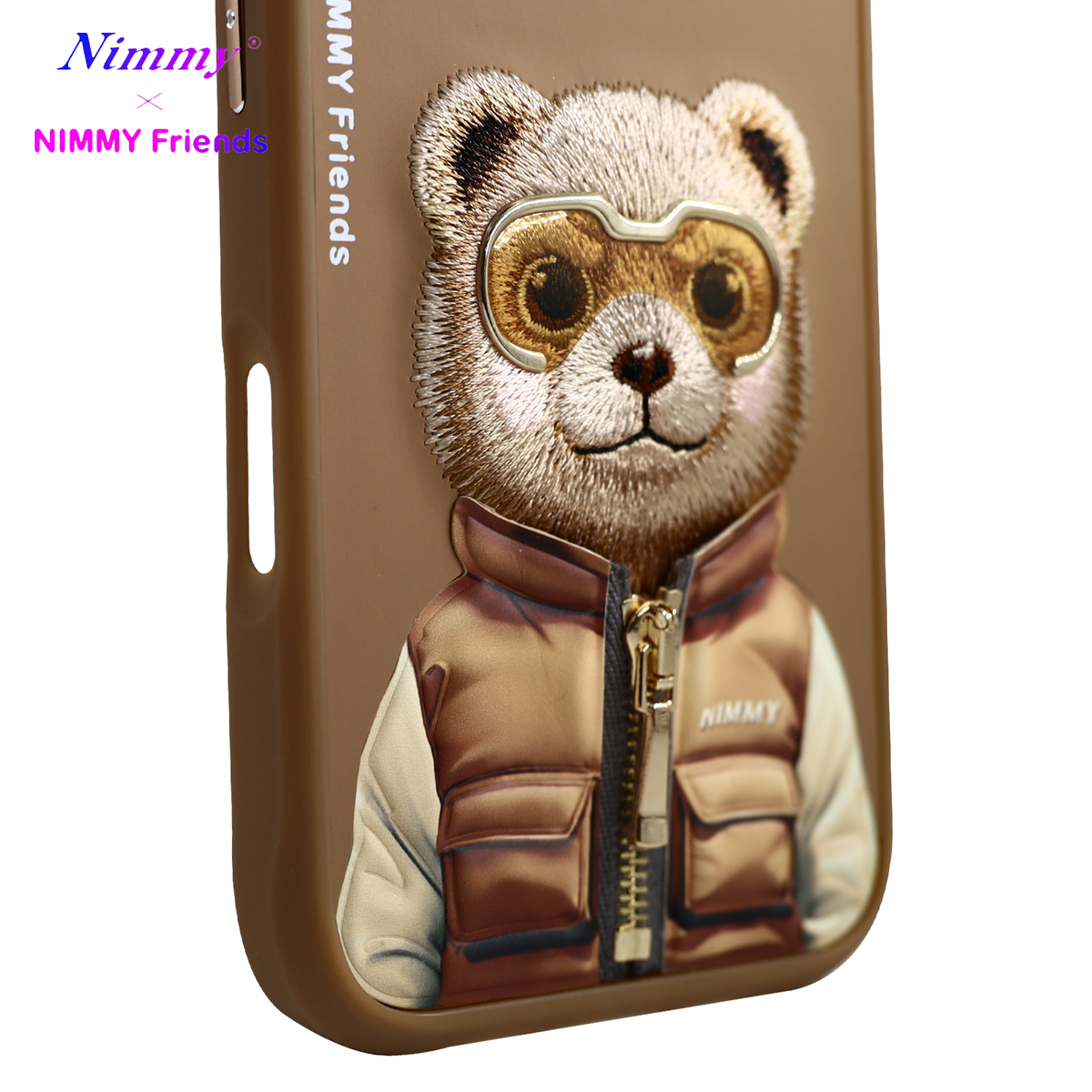 NIMMY · 3D Embroidered and Kabartmalı Gözlük Zipper Detail Cool Cute Ayıcık Case 2.0 for iPhone 16 · 5