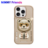 NIMMY 3D Interchangeable MagSafe Stand Embroidered Fermuarlı Ayıcık Aksesuar Case for iPhone 16 Pro · 2