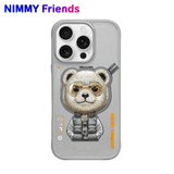 NIMMY 3D Interchangeable MagSafe Stand Embroidered Fermuarlı Ayıcık Aksesuar Case for iPhone 16 Pro · 1