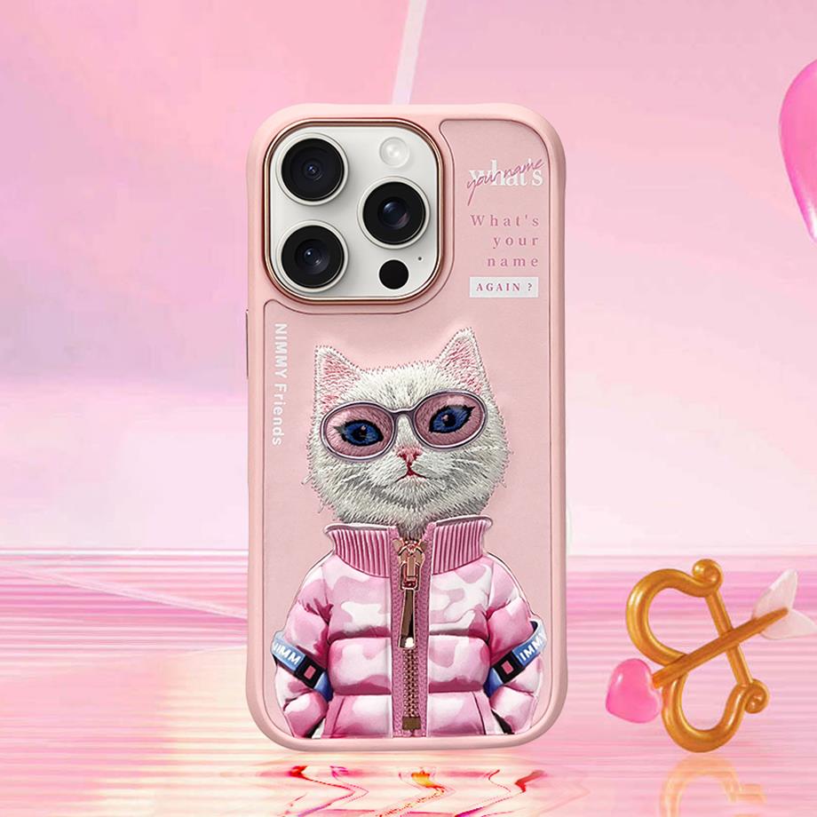 NIMMY · 3D Embroidery Gözlük and Fermuar Decorated Catcik Patterned Silicone Case 2.0 for iPhone 16 Pro · 4