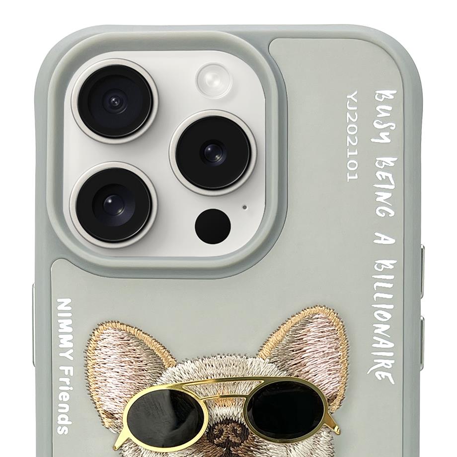 NIMMY 3D Embroidered Kabartmalı Zincirli Gözlük Detay Cool Glasses Dog Case for iPhone 16 Pro · 6
